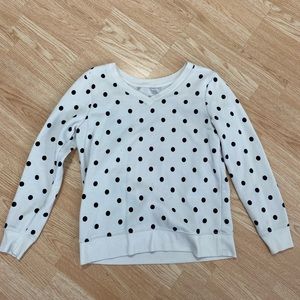 Old Navy White & Black Polka Dot V Neck Sweatshirt